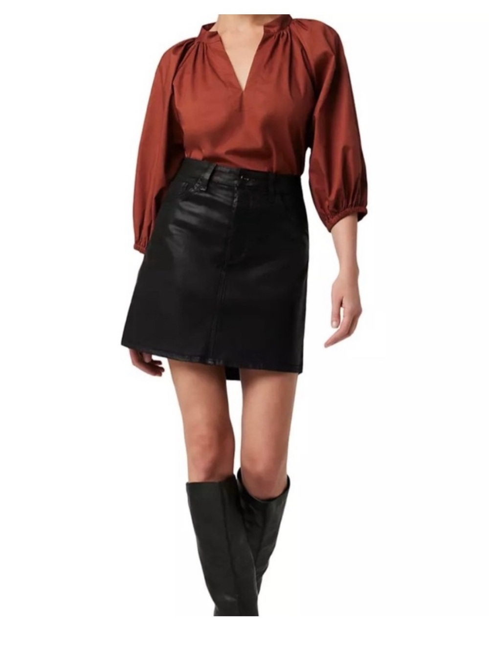 Joe’s Jeans Black Coated Denim Skirt